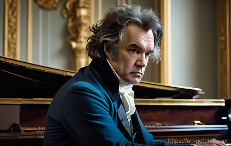 베토벤 음악 업적 - The Silent Symphony: Beethoven's Inner World of Composition**
A dramatic, painterly portrait of Lud...