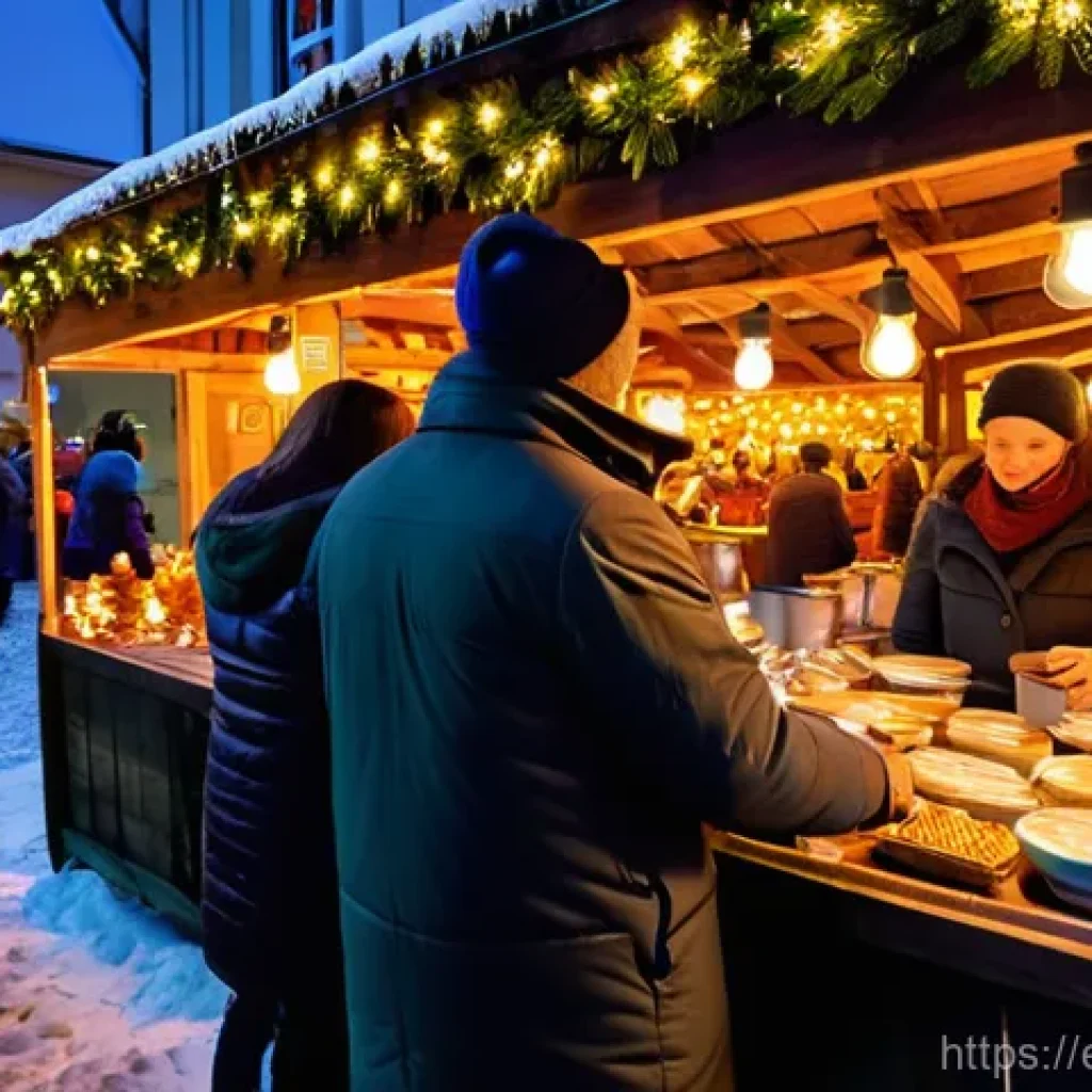 독일에서 연말연시 보내는 방법 - **A quintessential German Christmas market scene at dusk.** The focus is on a bustling, yet intimate...
