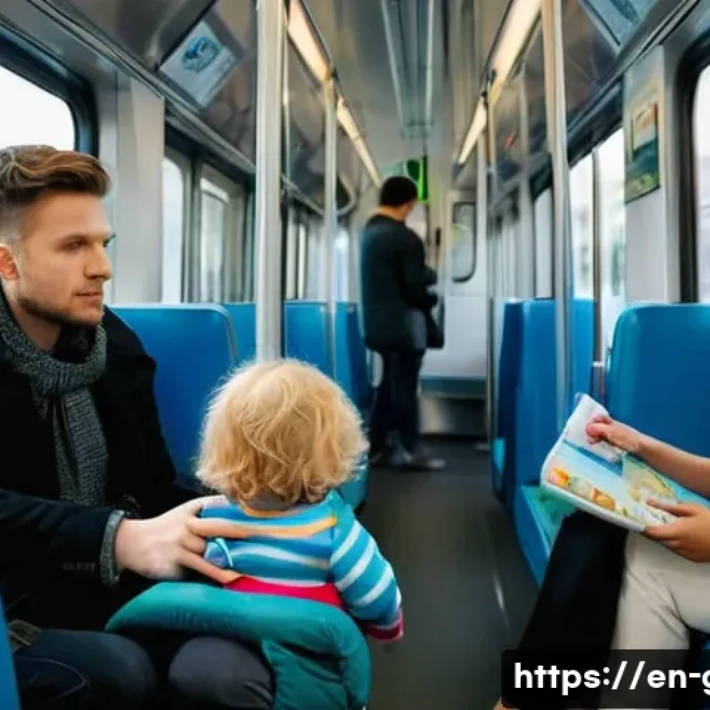 독일 대중교통 이용법 - **Prompt:** A bustling yet orderly scene inside a modern German S-Bahn or U-Bahn train car during th...