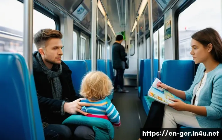독일 대중교통 이용법 - **Prompt:** A bustling yet orderly scene inside a modern German S-Bahn or U-Bahn train car during th...