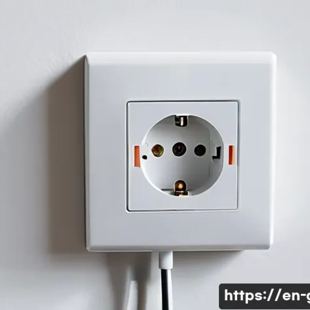 독일에서 전자제품 구매 시 고려할 점 - A detailed close-up image of a modern German Type F electrical outlet with two round pins and ground...