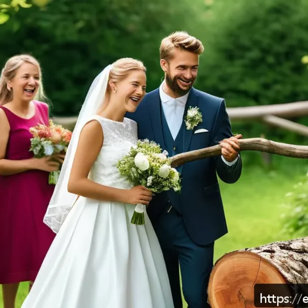 독일의 전통 결혼식 - A joyful German wedding scene capturing the newlywed bride and groom dressed in traditional attire—b...