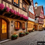 독일 여행 중 경험할 수 있는 이색 체험 - A picturesque medieval timber-framed village street in Rothenburg ob der Tauber during spring, featu...